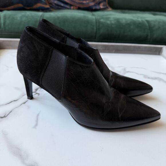 Rag & Bone Beha Black Leather Suede Chelsea Booties Size 37.5 - Picture 3 of 10